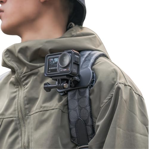 Fujing 360° 回転式 クイッククリップデザイン バックパックショルダーストラップマウント - GoPro Hero 13/12/11/10/9/8/7/6/5/4、DJI Osmo Action 5 Pro/5/4/3/2、Insta360 Ac