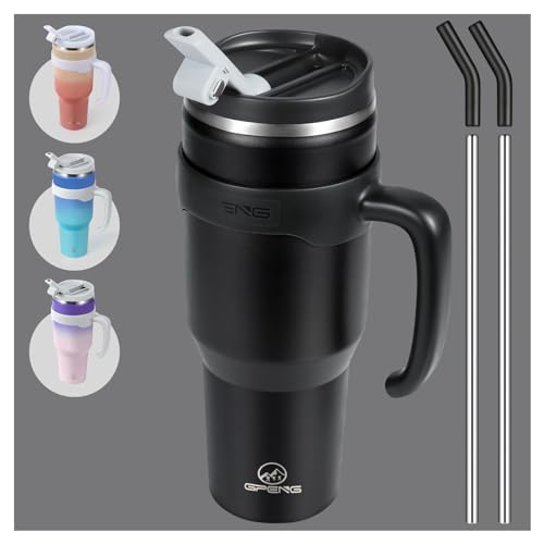 Gpeng 30 oz Stainless Steel Tumbler with Detachable Handle - Leakproof and Insulated Water Bottle, Versatile for Hot or Cold Drinks
