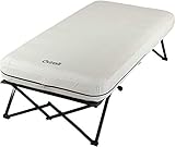 Ovtraik Camping Cot, Air Mattress, and Pump Combo | Folding Camp Cot and Air Bed with Side Tables and Battery Operated Pump