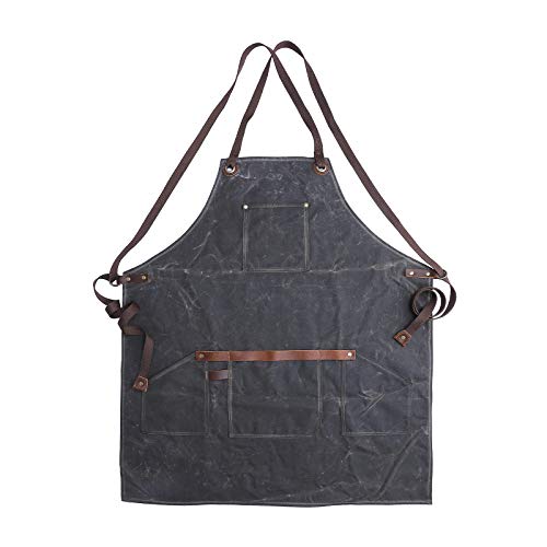 WWSUNNY Delantal De Trabajo Unisex De Lona Encerada，Resistente para Productos Duraderos...