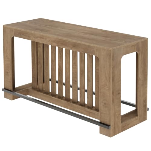 LITTLE TREE 63" Bar Table with Footrest, Pub Table with Grille Appearance by LITTLE TREE - Used condition - Image 8