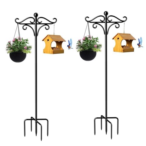 jackfru Lot de 2 crochets de berger de jardin pour l'extérieur - 193 cm - Réglables - Pour lanterne, paniers à plantes, lampes solaires, mariages