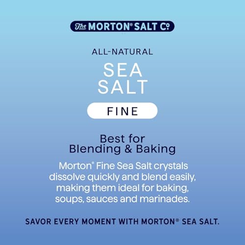 Morton Sea Salt Fine Grain, All-Natural Fine Sea Salt, 1 lb Resealable Pouch, Ideal for Cooking, Baking, Blending & Everyday Seasoning