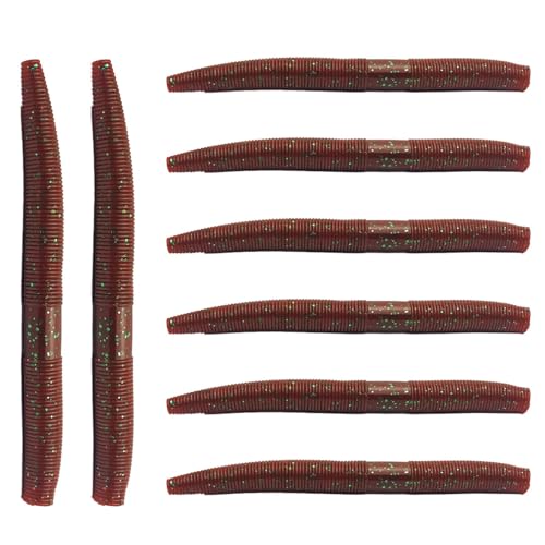 Samuliy Señuelos de pesca suaves de gusano, señuelos de pesca suaves, reutilizables, cebo de pesca simulado vívido, kit de señuelos de pesca para agua dulce, agua salada