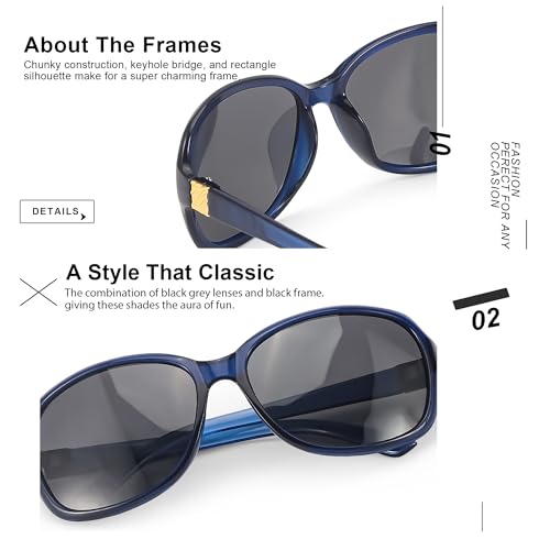 SIPHEW Women's Polarized Sunglasses - Wrap Around Stylish Square Frame w UV Protection Sun Glasses for Women3