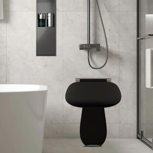 Heuffe Klappbarer Duschsitz Wandmontage mit Bein für Senioren,Schwerlast 200kg Faltbarer Duschhocker mit Anti-Rutsch Oberfläche-Schwarz