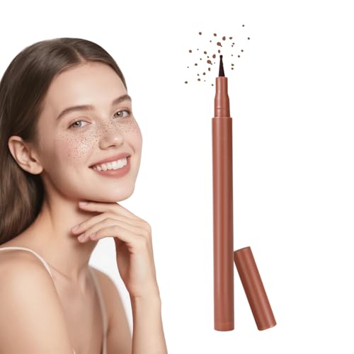 Freckle Pen Waterproof, Natural Fake Freckles, Smudge Resistant Faux Freckle Stamp, Fast-Drying & Long-Lasting Freckle Makeup for All Skin (Light Brown)