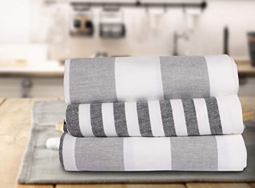 Urban Villa Dinner Napkins Horizontal Stripes Cloth Napkins Set Of 12 Grey/Black Color Dinner Napkins 20X20 Inches 100% Cotton Over Sized Cloth Napkins With Mitered Corners Dinner Napkins #TOP1