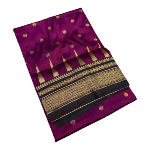 Generic magenta maheshwari silk saree in soft silk – image 6