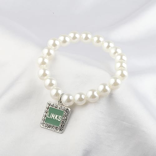 Image of UJIMS Link Sorority Gift Pretty Green and White Sorority Sister Brooch Pin Sisterhood Jewelry Greek Sorority Bracelet Graduation Gift