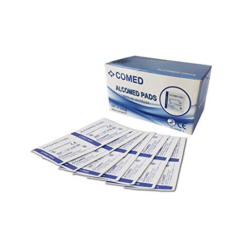 Comed - Tampons alcoolisés à 70% Boite de 100 pièces - 1731000- Certifié France Medical Industrie