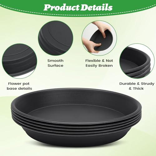 Chuner 5X Blumentopf Untersetzer Ø 28cm, Pflanzen Untersetzer Farbe Anthrazit Kunststoff Blumenuntersetzer Blumentopfuntersetzer passend zu Ø 23.5cm Blumentöpfen