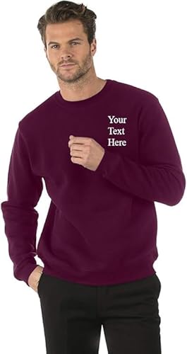 Uneek clothing Embroidered/Personalised Classic SweatShirt, Mens/Ladies (UK, Alpha, XL, Regular, Regular, Burgundy)