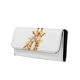 Jolamirel Giraffe Trifold Wallet for Women Long Clutch Parent-Child Giraffe Family Wallet Extra Capacity Multi Card Slot African Jungle Theme Large Trifold Wallet With ID Window