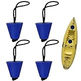 Plugs de kayak 4pcs tapones de desagüe de kayak universal silicona kayak enchufes scupper con enchufes scupper de reemplazo de cuerda para dinghy de canoa kayak, suministros deportivos azules