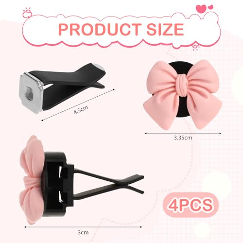 Image of 7 Pcs Pink Cute Bow Stuff Car Vent Clips, Bow Girly Women Car Accessories Decor (Not Contain Air Freshener)