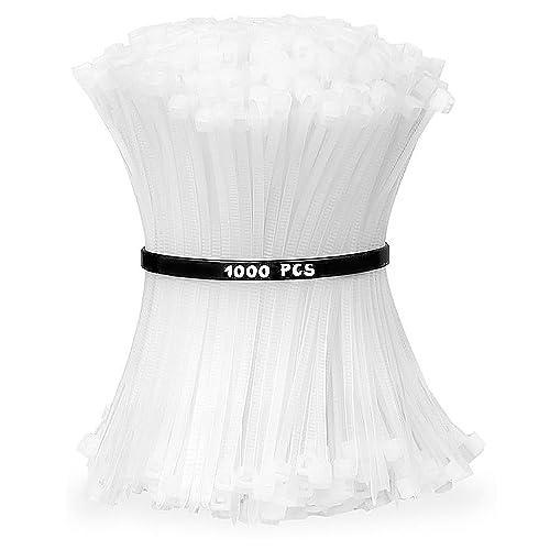 Cinchos de Plastico 1000 Pzas,AEGTVA Bridas de Plastico Reutilizables, Ancho 15cmx2.5mm,Organizador de Cables para Ajustar Oficina, Hogar, Exteriores (Blanco)