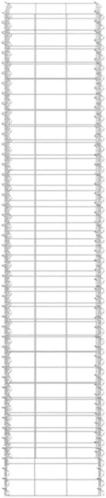 BOWERY HILL Extra Tall Iron Gabion Raised Bed, Silver Finish, Set of 3, 11.8 x 11.8 x 59.1 in, Outdoor Cubic Planters for Garden Terrace Planting, Durable Weather-Resistant Industrial Style