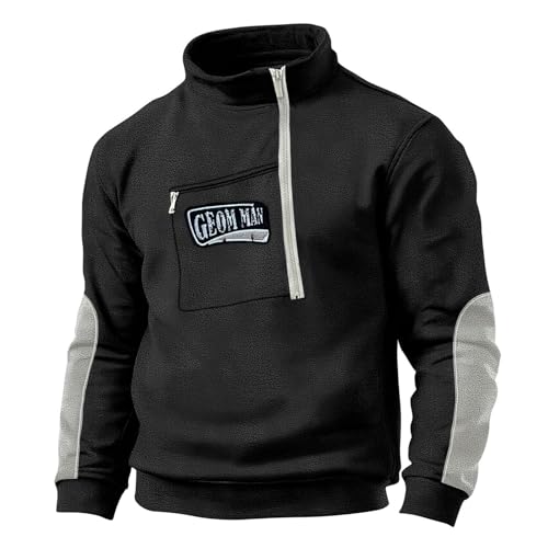 Sweat-shirt homme col rond en maille doublé fleece chaud pour l'hiver