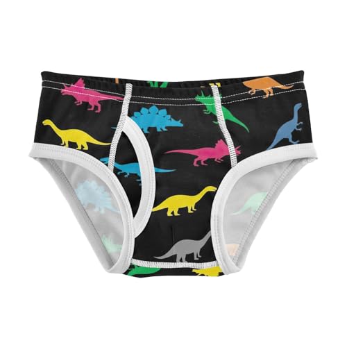 CHIFIGNO Boys' Cotton Briefs Printed Underwear Breathable Briefs Underwear for Toddler Boy, Colorful Dinosaur Black
