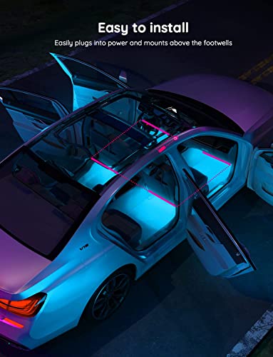 Govee Interior Car Lights With Smart App Control, Rgb Led Lights For Car With Music Sync Mode And Diy Mode, 4 Pcs And 48 Car Led Strip Lights For Cars, Trucks, Suvs With Car Charger, Dc 12V #TOP4