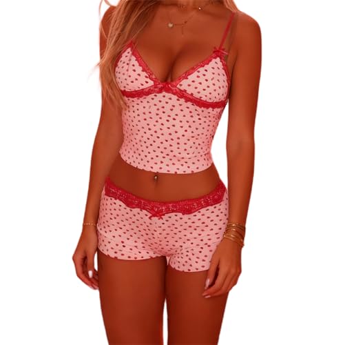 Image of Yuemengxuan Women Two Piece Outfits Y2k Boy Shorts Set Sleeveless Crop Top Button Down Shorts Set Loungewear Pajamas Set