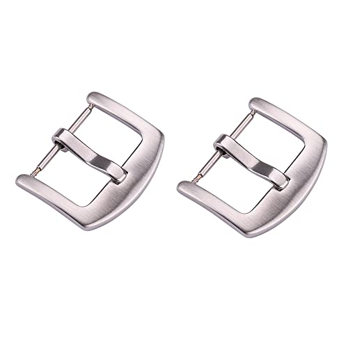 YHMOO Watch Band Pin Buckle Men Watchband Strap Stainless Steel Clasp Accessories 20mm,silver (2 PACKED)