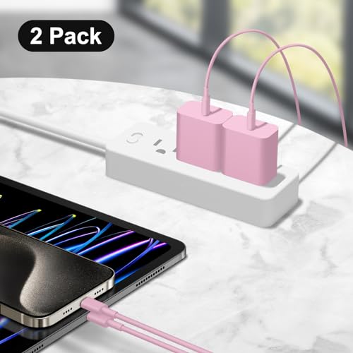 Image of iPhone 17 16 15 Charger Fast Charging 12FT - 20W USB C Charger Block | with 12FT Type C to C Cable Compatible with iPhone 17 /17 Pro /17 Pro Max /Air /16 /16e /15, iPad Pro, iPad Air (Pink)