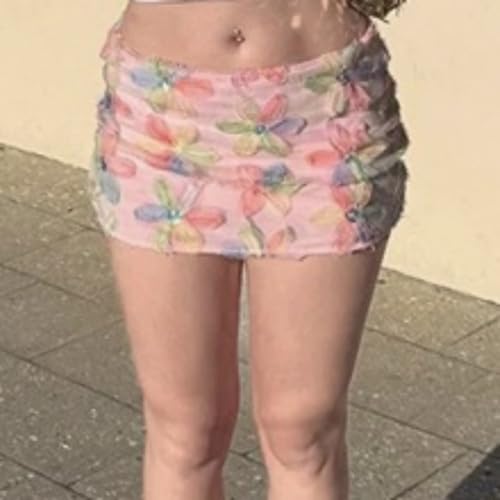 Women's Skirts Colorful Flowers Sequins Patchwork Mesh Summer Trend Sweet Street Casual Holiday Chic Ladies3