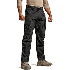 CQR Men’s Tactical Pants, Water Resistant Ripstop Cargo Pants, Lightweight EDC Work Hiking Pants, Outdoor Apparel