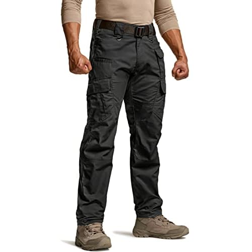 CQR Men’s Tactical Pants, Water Resistant Ripstop Cargo Pants, Lightweight EDC Work Hiking Pants, Outdoor Apparel