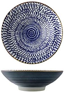 9.5 Inch Japanese Noodle Bowl Large Ramen Microwave Ceramic Dinnerware Salad Rice Fruit Soup(D)