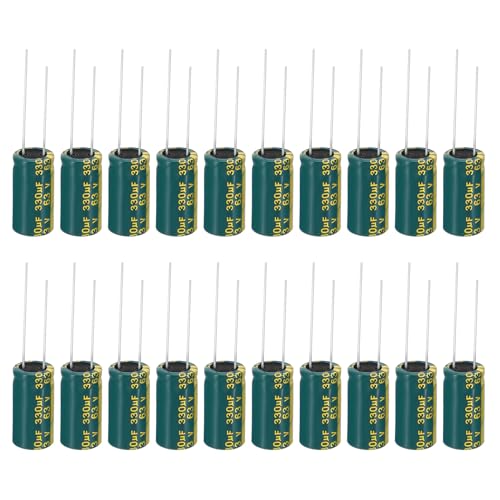 PATIKIL 63V 330uF Electrolytic Capacitors, 20Pcs 10x20mm Aluminum High Frequency Electrolytic Capacitors for TV, LCD Monitor, Refrigerator, Circuit Boards, Green