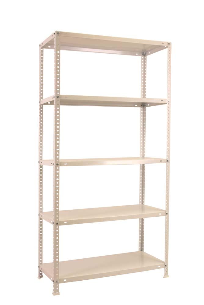 PROREGAL Panda Tall Schraubregal Metallregal Kellerregal Lagerregal 5 Ebenen Gesamt 500kg (200 x 110 x 50 cm, White)
