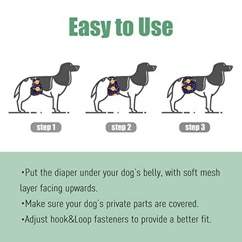 Image of wegreeco Washable Male Dog Diapers (Pack of 3) - Washable Male Dog Belly Wrap (Vast Sky, XS)
