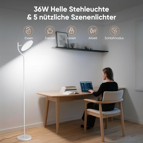 Lampadaire de salon avec lumière de plafond orientable et télécommande - 3