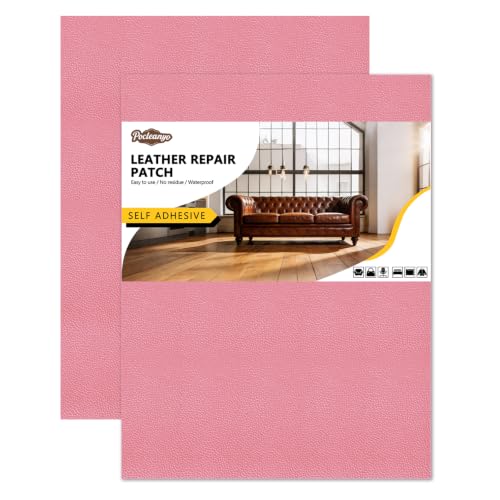 2 Pcs Pink Leather Repair Tape, 8x12 Inch Leather Repair Patch Self-Adhesive, Waterproof Faux Leather Patch, Vinyl Repai - Detailed View