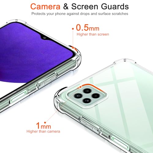 Image of Lustree Back Cover Transparent Case Compatible with Samsung Galaxy A22 5G | Clear + TPU Case with 4 Corner Air Cushion Protection & Camera Protection | Slim& Stylus Cover
