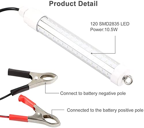 12V 120 Led Submersible Fishing Light Underwater Fish Finder Lamp, Night Fishing Lure Bait Finder Crappie Boat Ice Fishing Light Attractants More Fish In Freshwater & Saltwater, With 6M Power Cord #TOP4