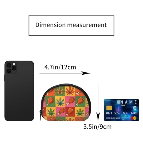 Portable Coin Purse Turkey Leg And Leaf Pattern Mini Zippered Money Pouch Card Holder2