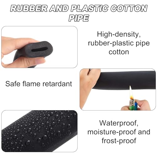 Foam Pipe Cover 5.9Ft - 16mm(5/8") ID 34mm OD 1.8m Length Water Pipe Tube Insulation Heat Preservation Hollow Hose, Wrap Foam Lagging Covering, Outdoor Winter Protection, Black - Image 2