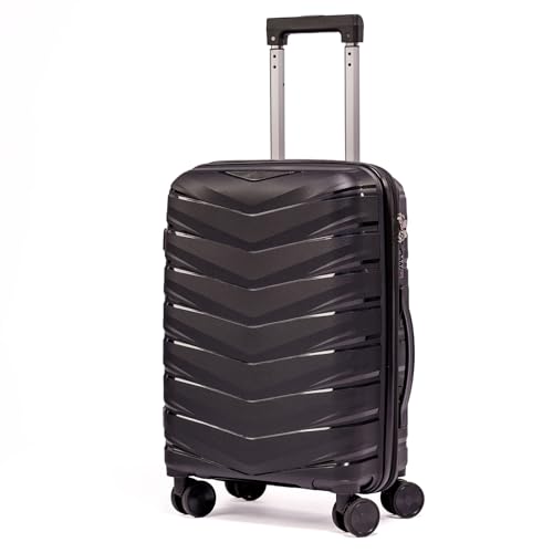 Mala De Bordo 10Kg Polipropileno Medidas 55x35x25 Padrão Anac Mala De Viagem Pequena De Mão 4 Rodas Duplas 360° Cadeado Segredo Zíper Antifurto Rígida Leve (PRETO, PEQUENA)