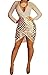 Womens Sexy Deep V Neck Long Sleeve Sequins Bodycon Party Club Split Dress (XXXL, light khaki)