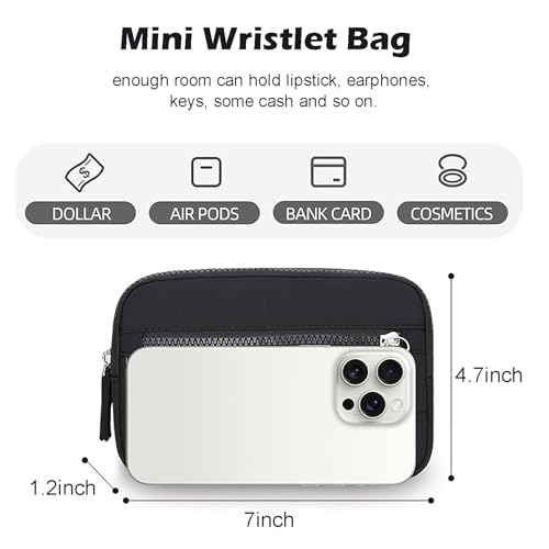 Wristlet Wallets for Women Nylon Quilted Wallet with 3 Zippers Pocket and Credit Slots Phone Organizer Coin Purse (Rose)2