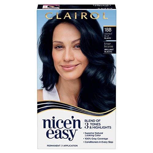 Clairol Nice'n Easy Permanent Hair Dye, 1bb deepest blue black Hair Color, 1 Count