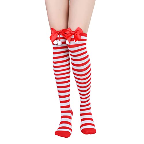 Image of Zando Womens Stripes Thigh High Socks Thigh Highs Casual Knee High Stockings