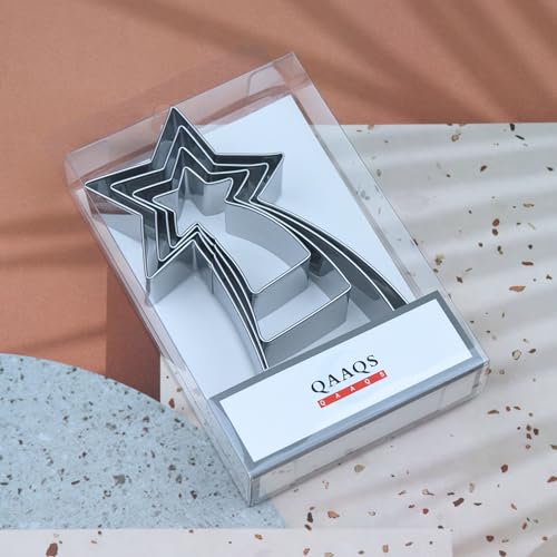 Shooting Star Cookie Cutter Set - 5 inch, 4 inch, 3 inch, 2 inch - 4 Piece Meteor Falling Star Cookie Cutters Shapes Molds - Stainless Steel by QAAQS - Image 5
