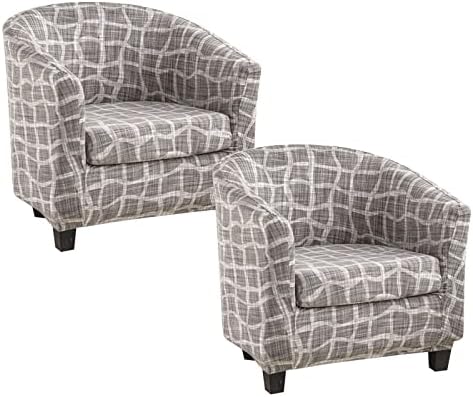 ZYHALOUK 2 Piece Club Chair Slipcover, Tub Chair Cover Stretch Armchair Slipcovers Print Couch Sofa Cover Furniture Protector with Elastic Bottom for Living Room Bar Counter-Graceful-2 PCS
