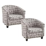 ZYHALOUK 2 Piece Club Chair Slipcover, Tub Chair Cover Stretch Armchair Slipcovers Print Couch Sofa