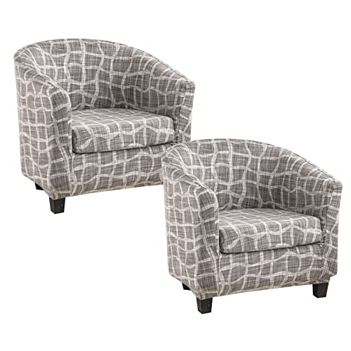 Zyhalouk 2 Piece Club Chair Slipcover, Tub Chair Cover Stretch Armchair Slipcovers Print Couch Sofa Cover Furniture Protector With Elastic Bottom For Living Room Bar Counter-Graceful-2 Pcs #TOP1